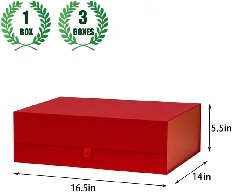PLINJOY Extra Large Red Gift Box 16.5x14x5.5 Inches,Gift Boxs for Presents with Lid Magnetic Closure Collapsible,Bridesmaid Proposal Box,Birthday, Christmas,for Clothes and Large Gifts - Image 4